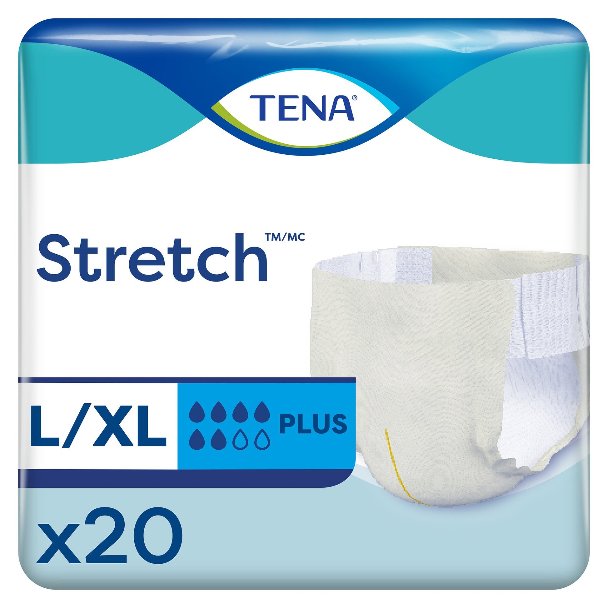TENA Stretch diaper package for L/XL size on a white background