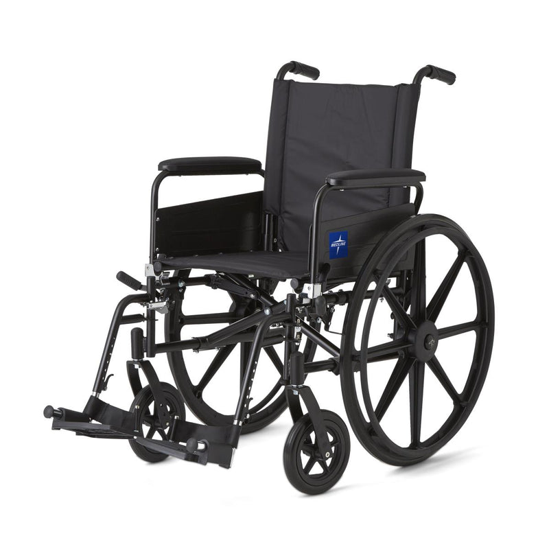 Black wheelchair with a visible brand logo on a white background