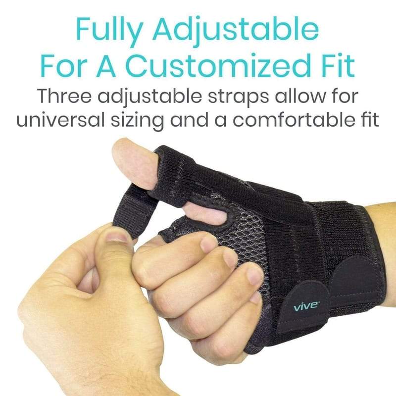 Black wrist support brace with adjustable straps on a white background, featuring the brand 'Vive'.