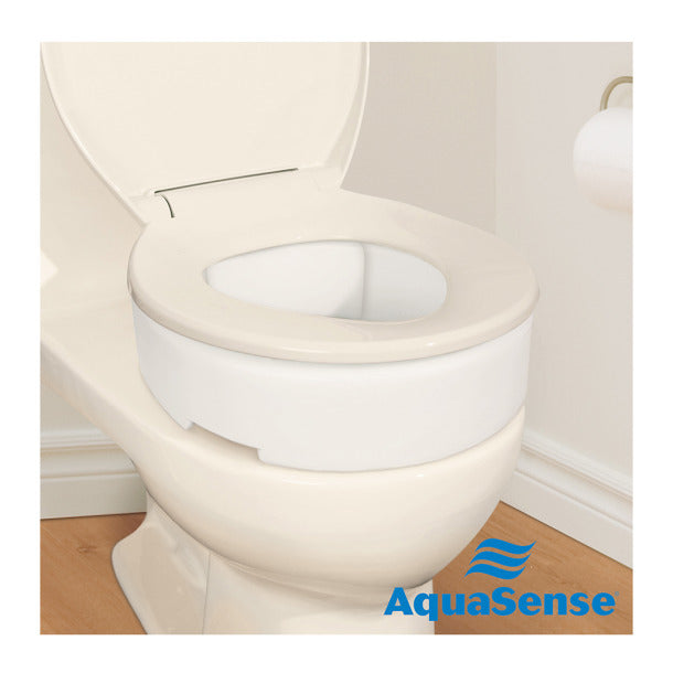 Toilet seat with Aquasense branding on a plain background