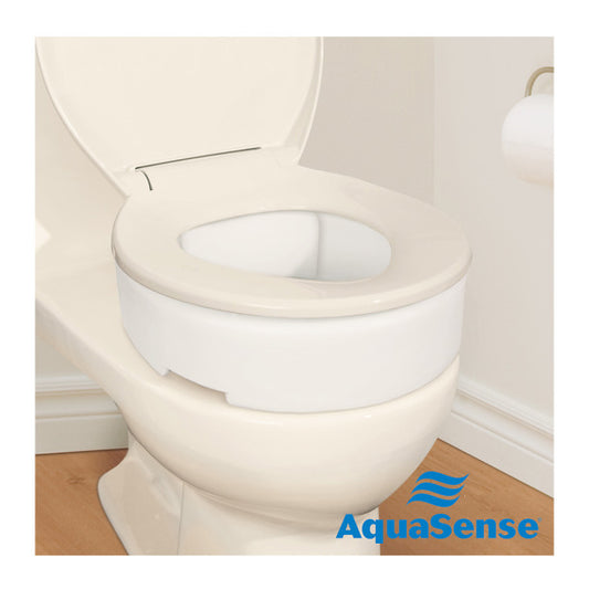 Toilet seat with Aquasense branding on a plain background