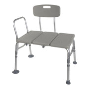 Gray adjustable bath bench with backrest on a white background