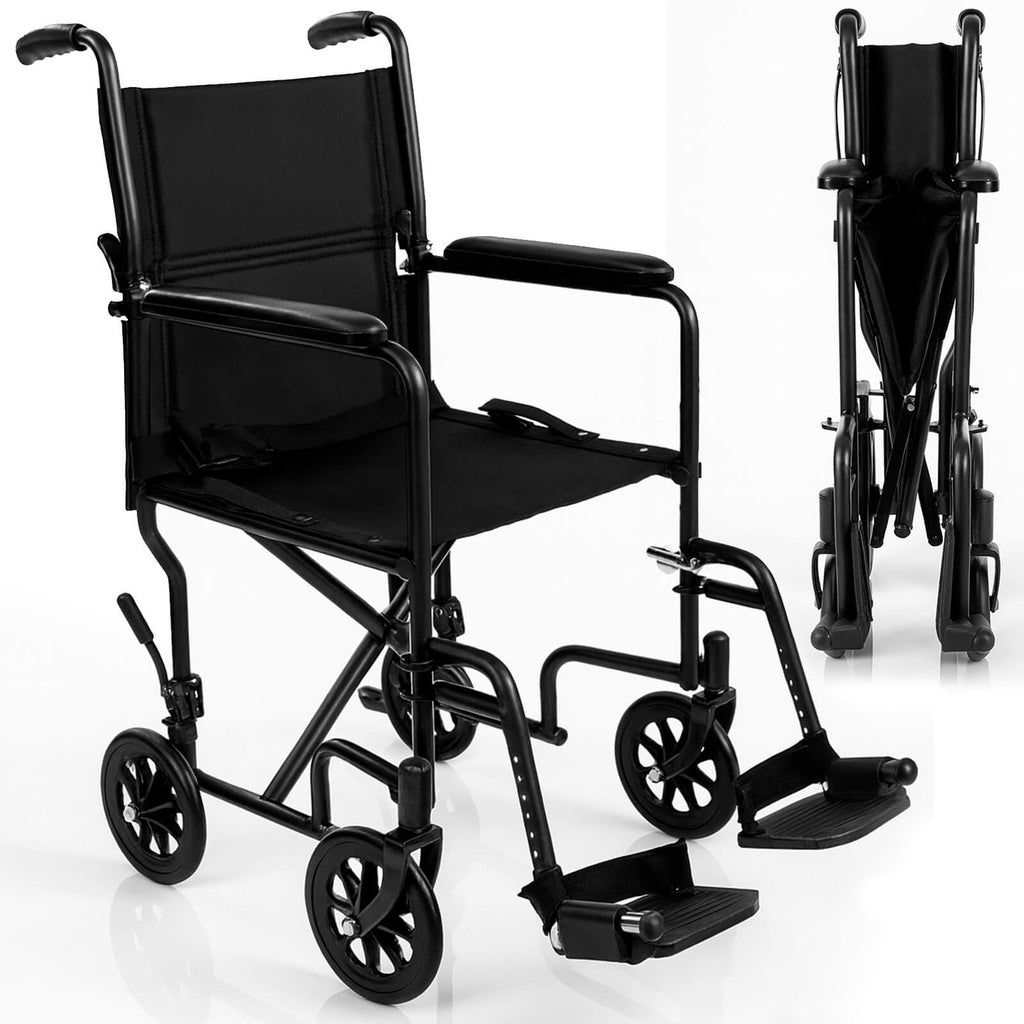 Black wheelchair on a white background