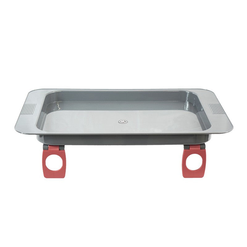 rollator tray with red handles on a white background