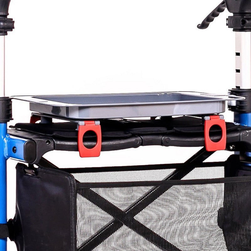 rollator tray with clamps on a white background
