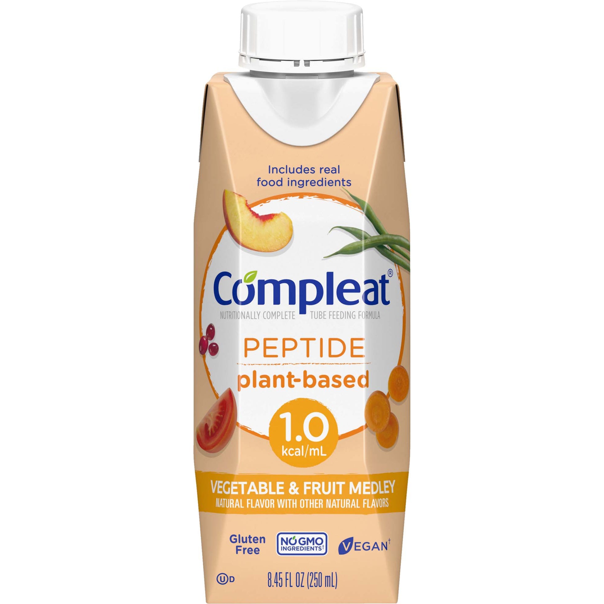 Tube Feeding Formula Compleat® Peptide 1.0 Vegetable / Fruit Medley Flavor Liquid 250 mL Reclosable Carton