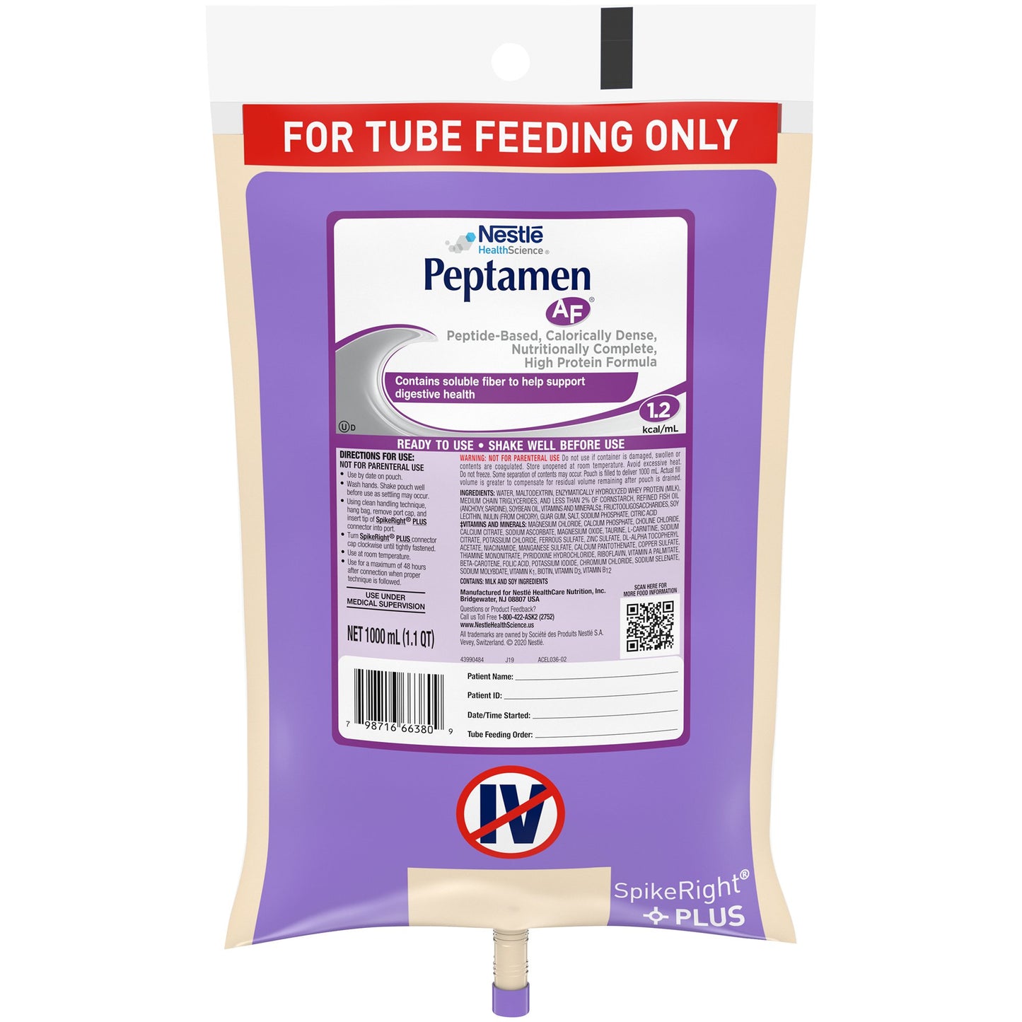Nestle Peptamen AF tube feeding product packaging on a white background