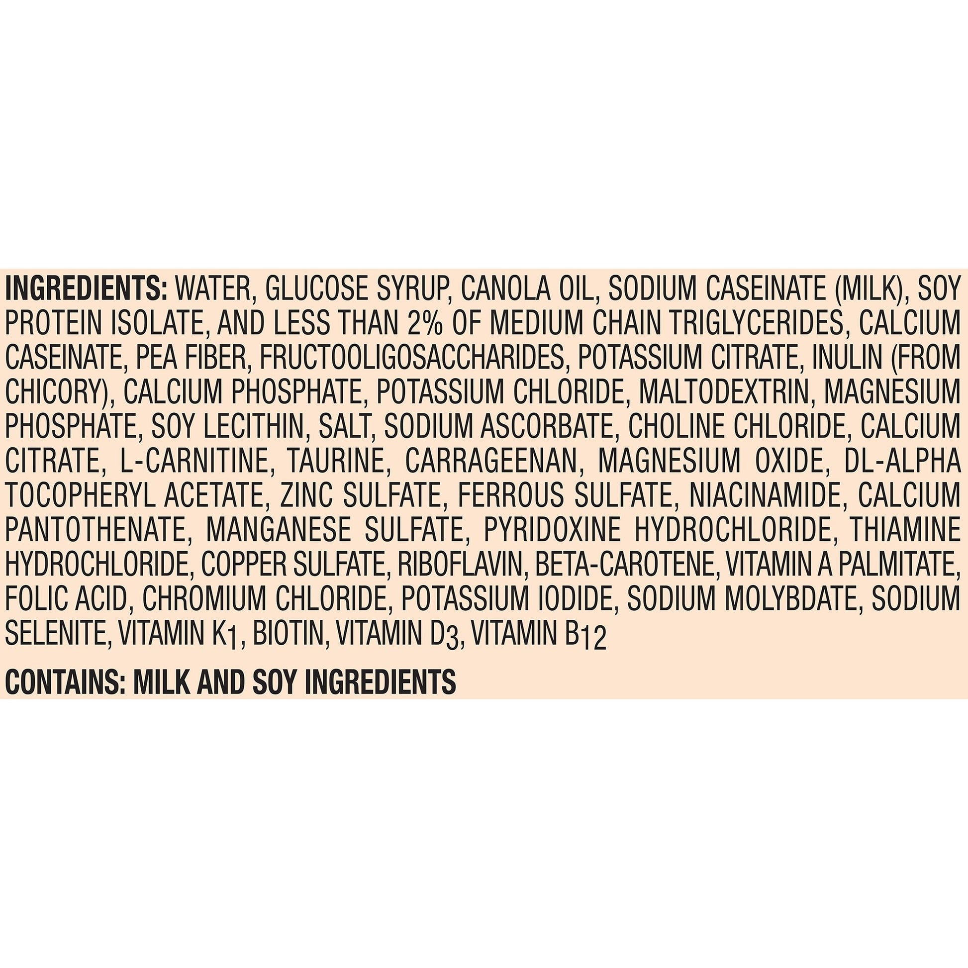 List of ingredients with a white background