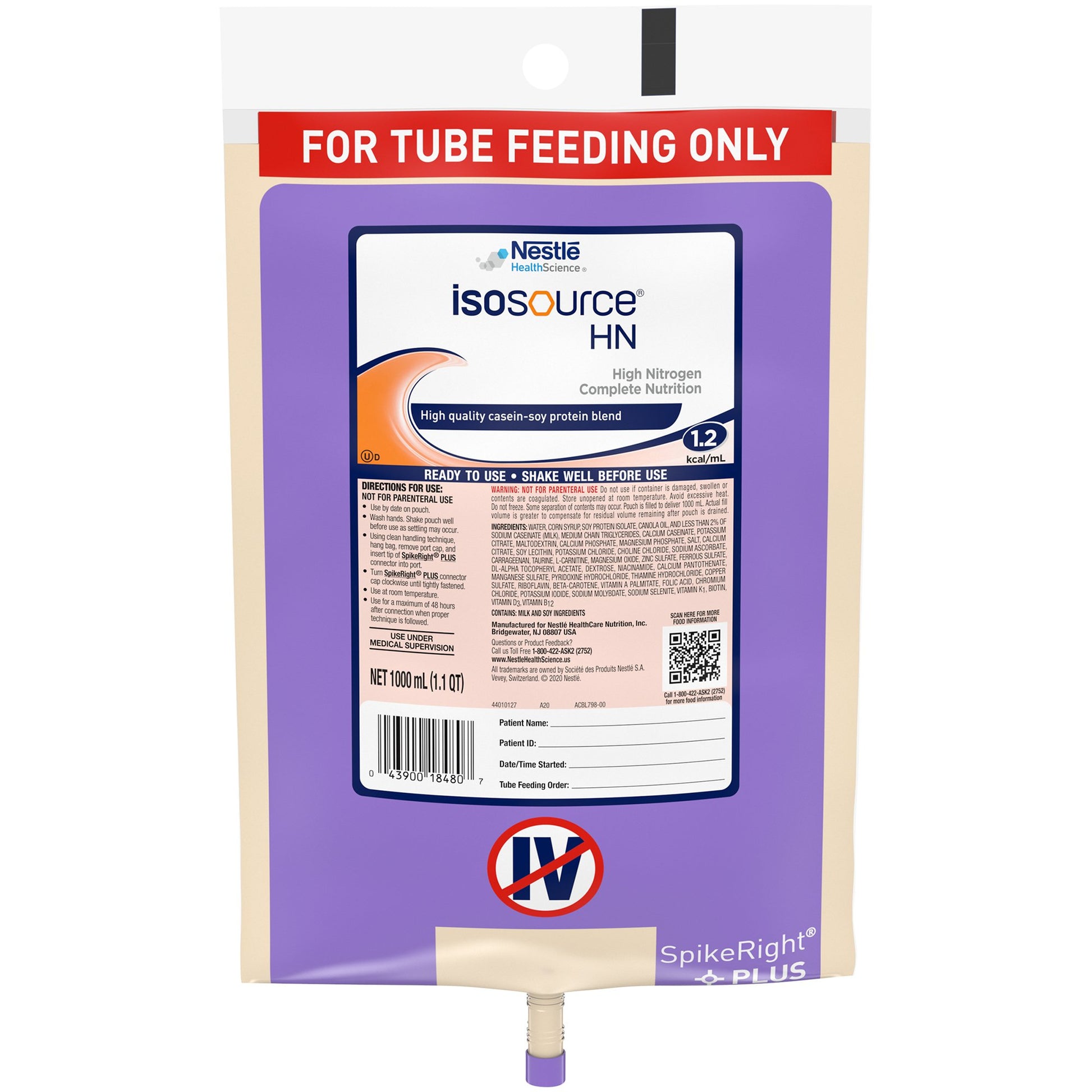 Nestle isosource HN tube feeding product packaging on a white background
