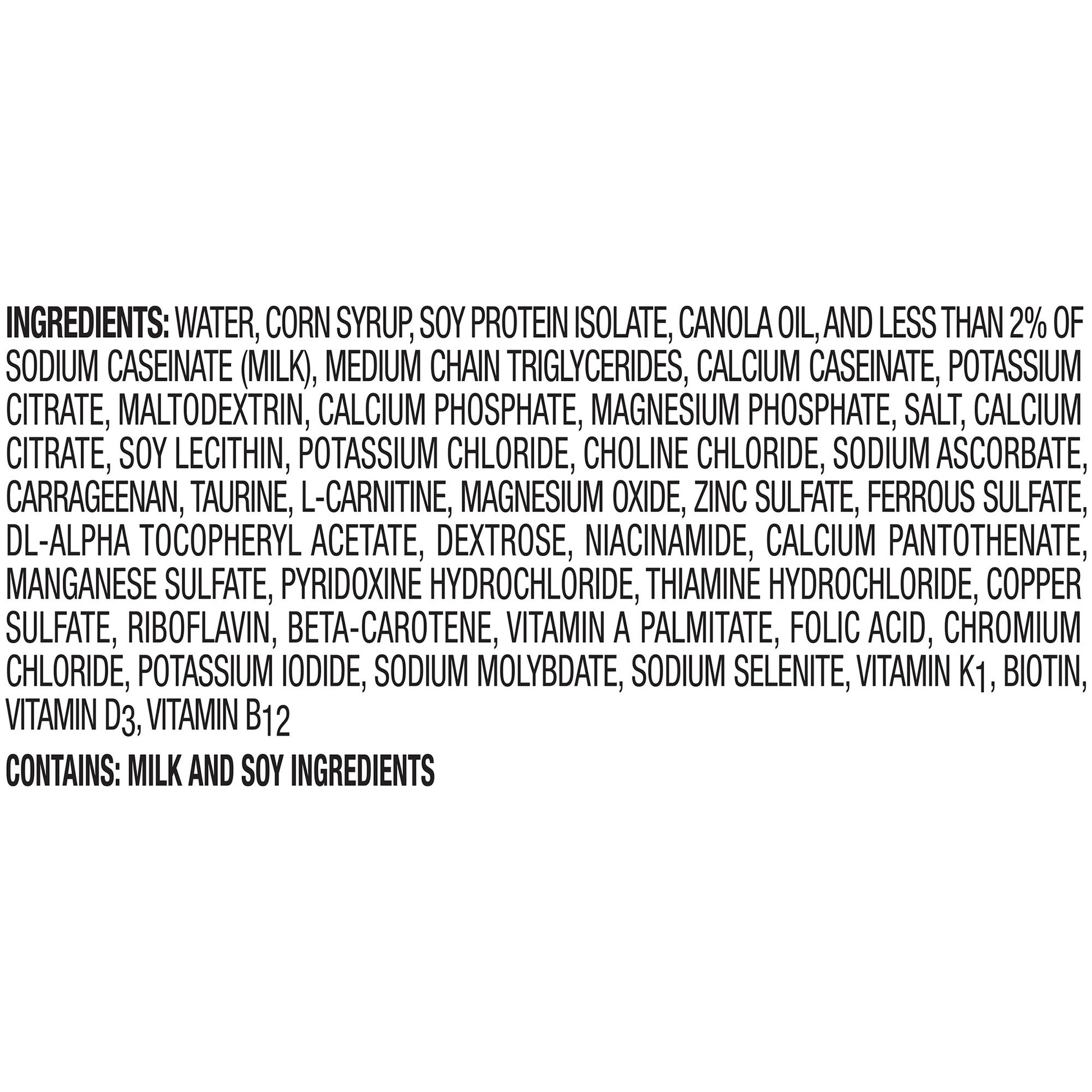 List of ingredients on a white background