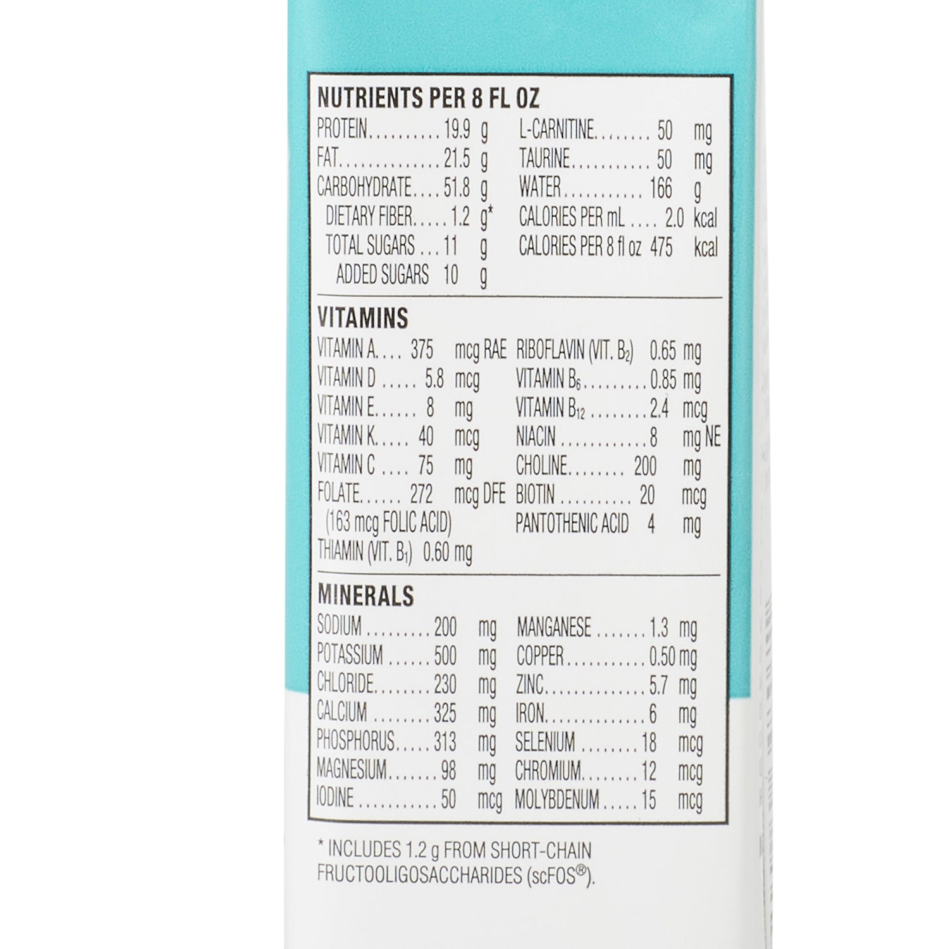 Nutritional label on a supplement container with detailed information.