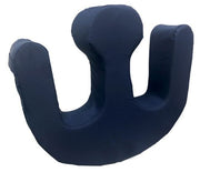 Navy blue U-shaped pillow on a white background