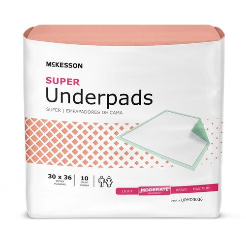Package of McKesson Super Underpads on a white background