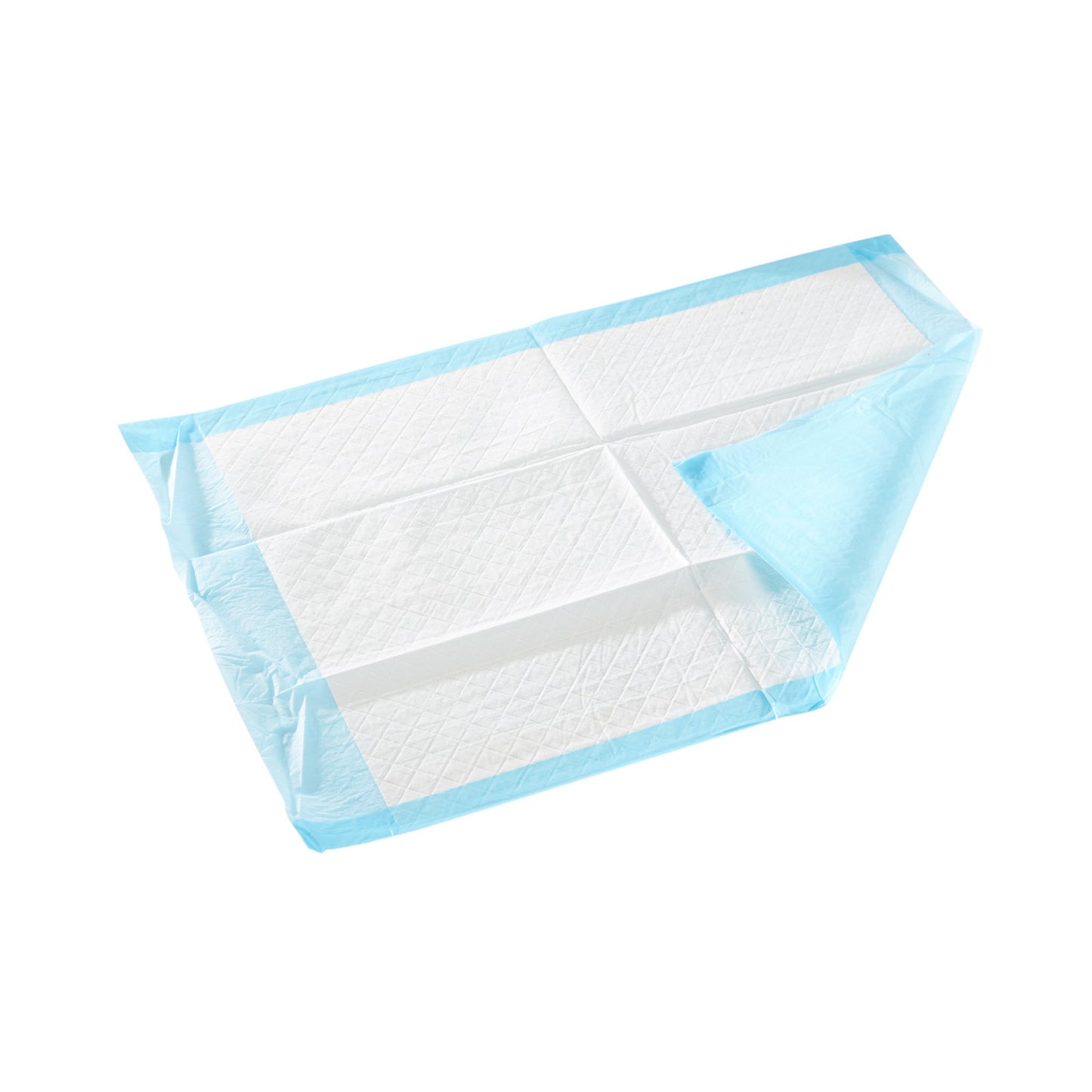 Disposable diaper with blue border on a white background
