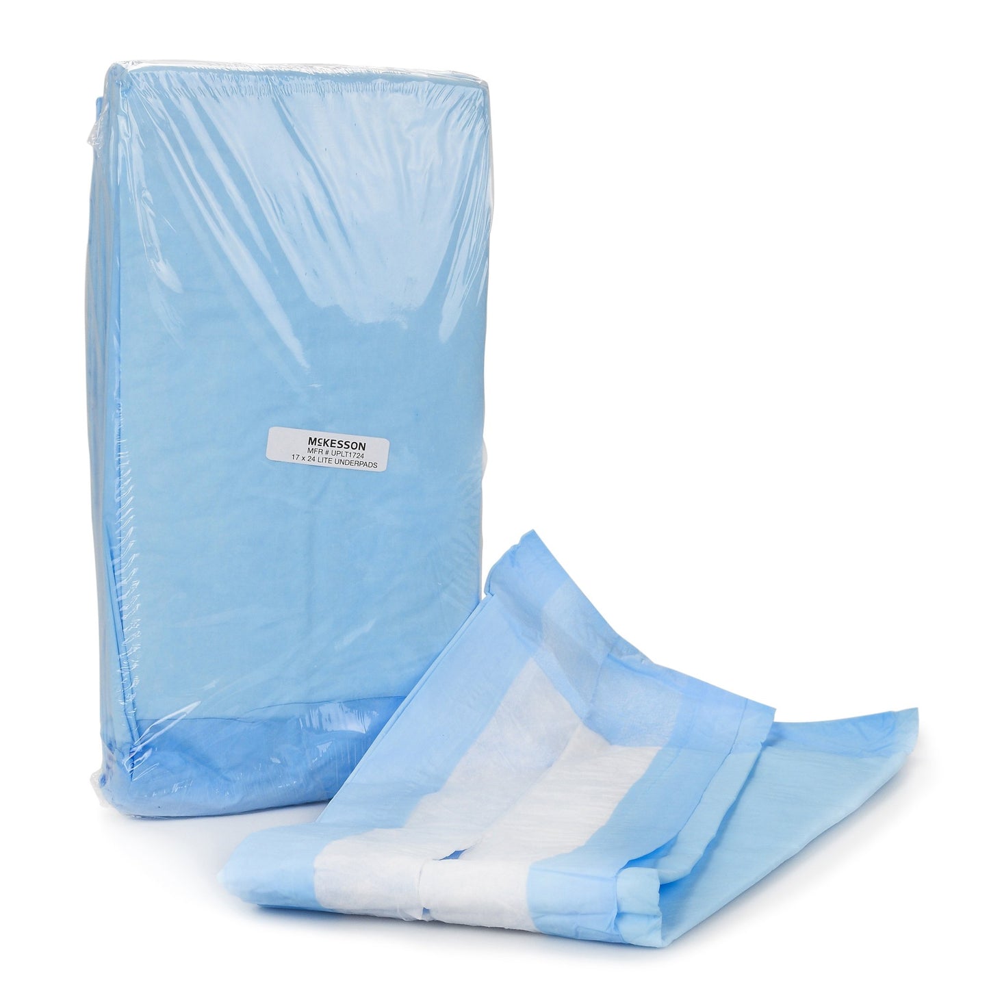 Blue disposable diaper packaging with a visible brand label on a white background