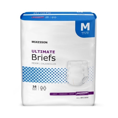 Package of McKesson Ultimate Briefs on a white background