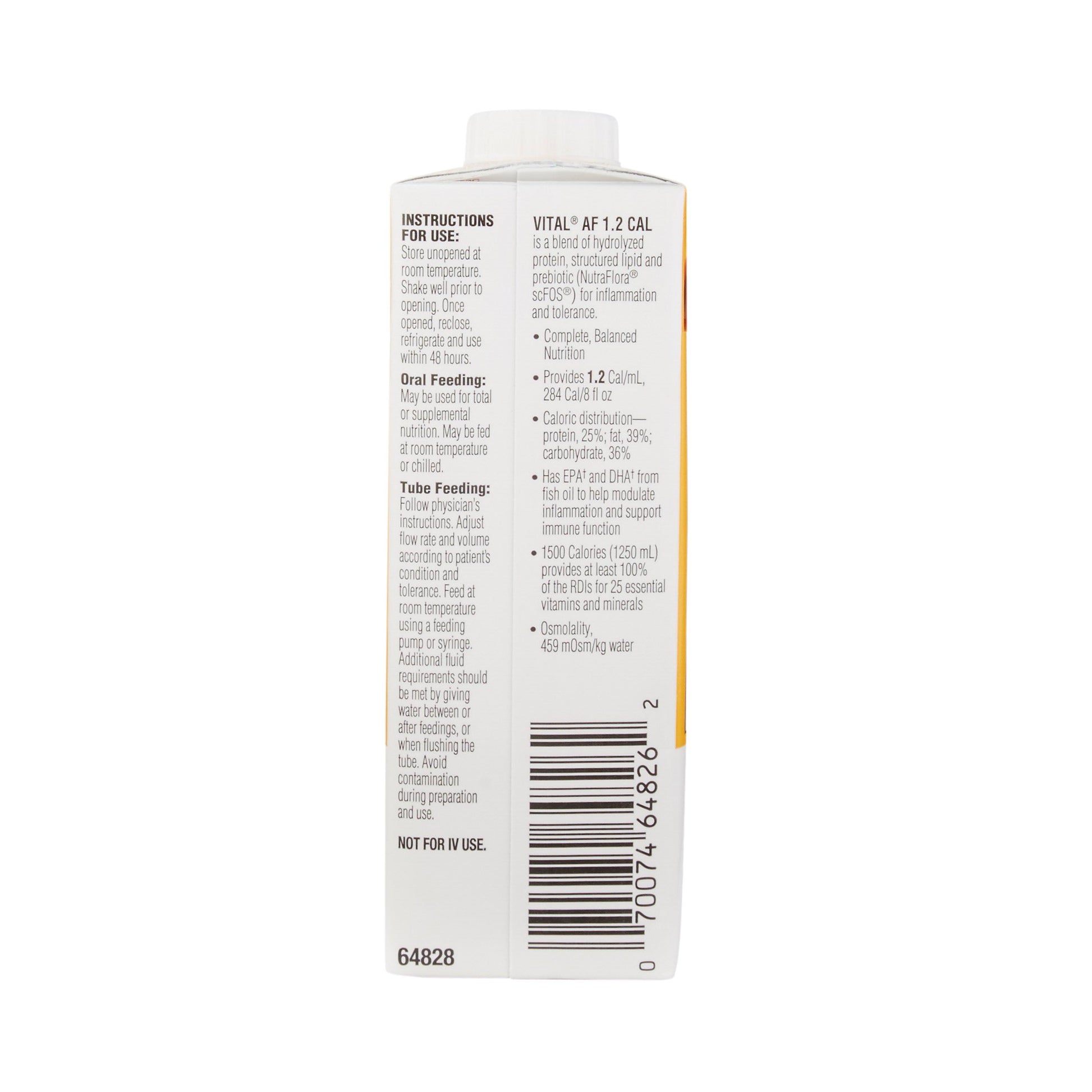 Bottle label with text and a barcode on a white background