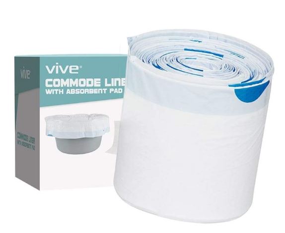 Vive Commode Liners with Super Absorbent Pads