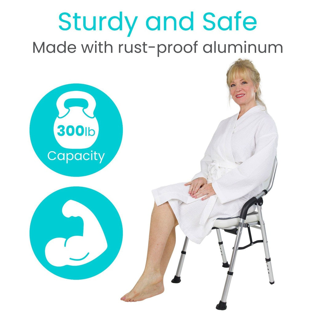 Vive Folding Shower Chair holds 300 lbs