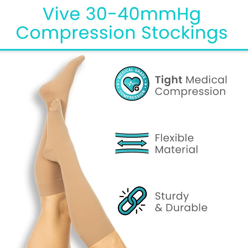 Vive Knee High Compression Stockings 30-40mmHg