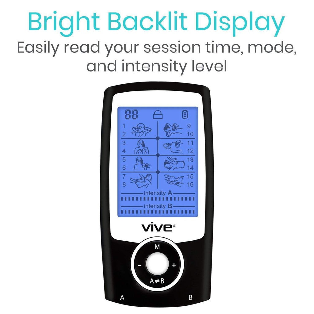 Vive 8 Mode TENS Unit display
