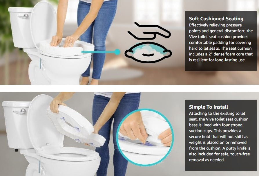Vive 4” Toilet Seat Cushion