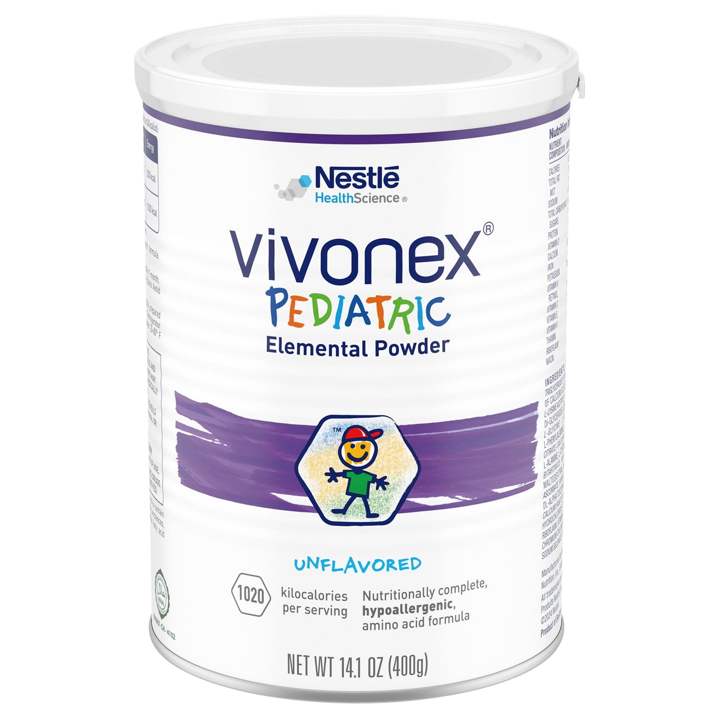 Vivonex Pediatric Elemental Powder container with Nestle logo on a white background