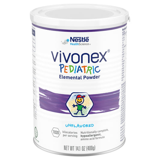 Vivonex Pediatric Elemental Powder container with Nestle logo on a white background