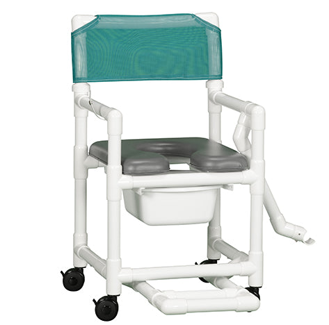 VALUE LINE SOFT SEAT SHOWER CHAIR COMMODE W/FOOTREST & LAP BAR