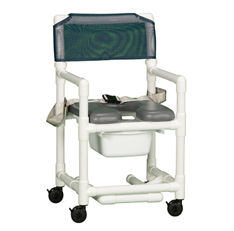 VALUE LINE SOFT SEAT SHOWER CHAIR COMMODE W/FOOTREST & SAFETY BELT