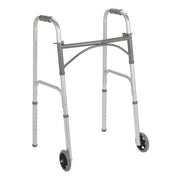 Silver walker with wheels on a white background