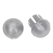 Two metallic components on a white background