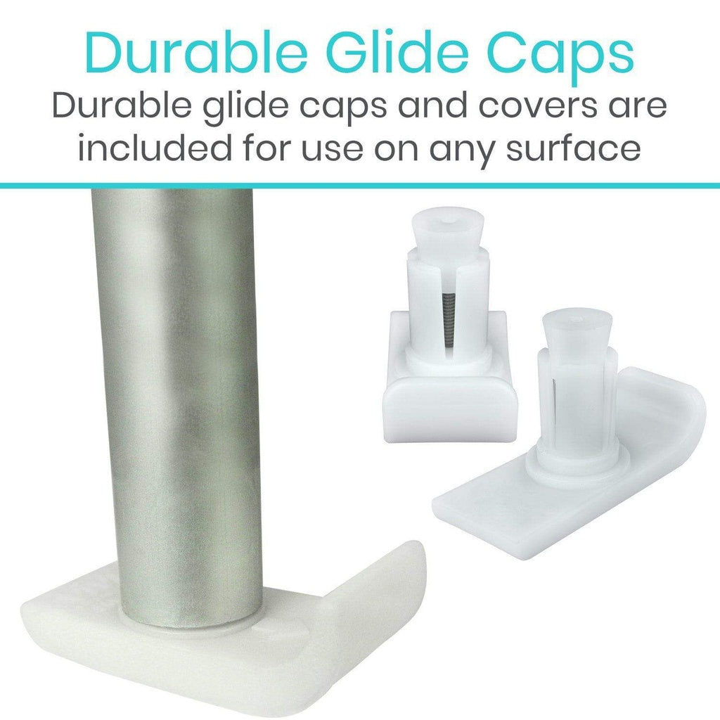 Durable glide caps with a metal leg on a white background