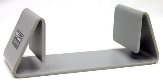 Gray wedge with a brand label on a white background