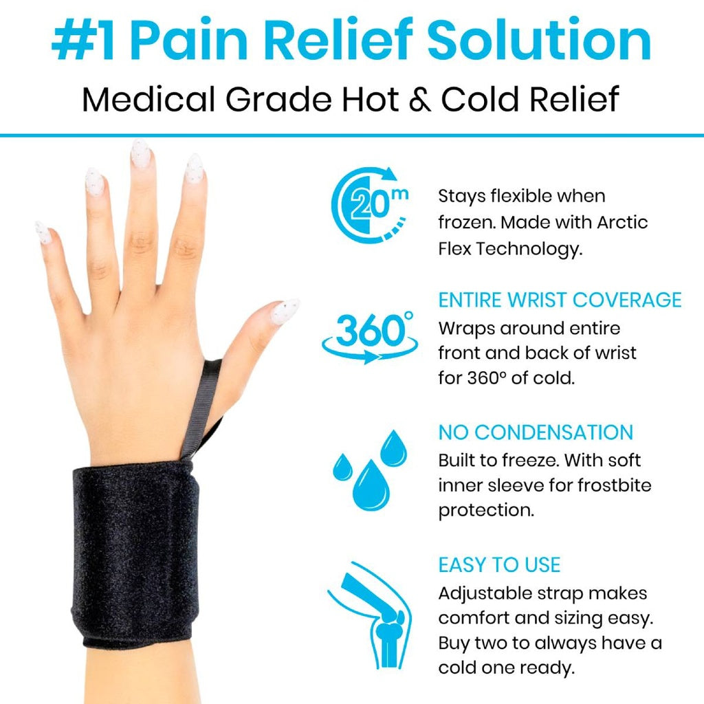 Wrist wrap with pain relief features on a white background