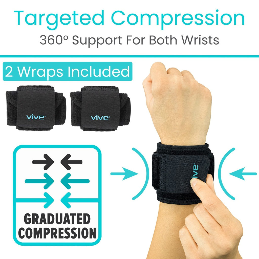 Vive wrist support wraps with 360° support for both wrists on a white background.