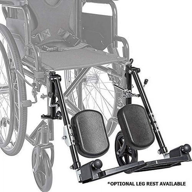 Wheelchair with attached leg rests on a white background